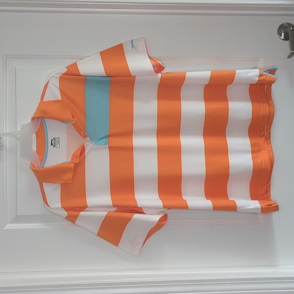Slazenger Striped Performance Polo Shirt Orange White Blue Golf Activewear XXL - Picture 4 of 12